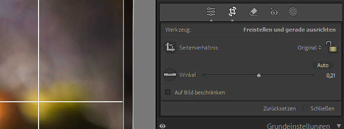 Freistellen und begradigen in Lightroom